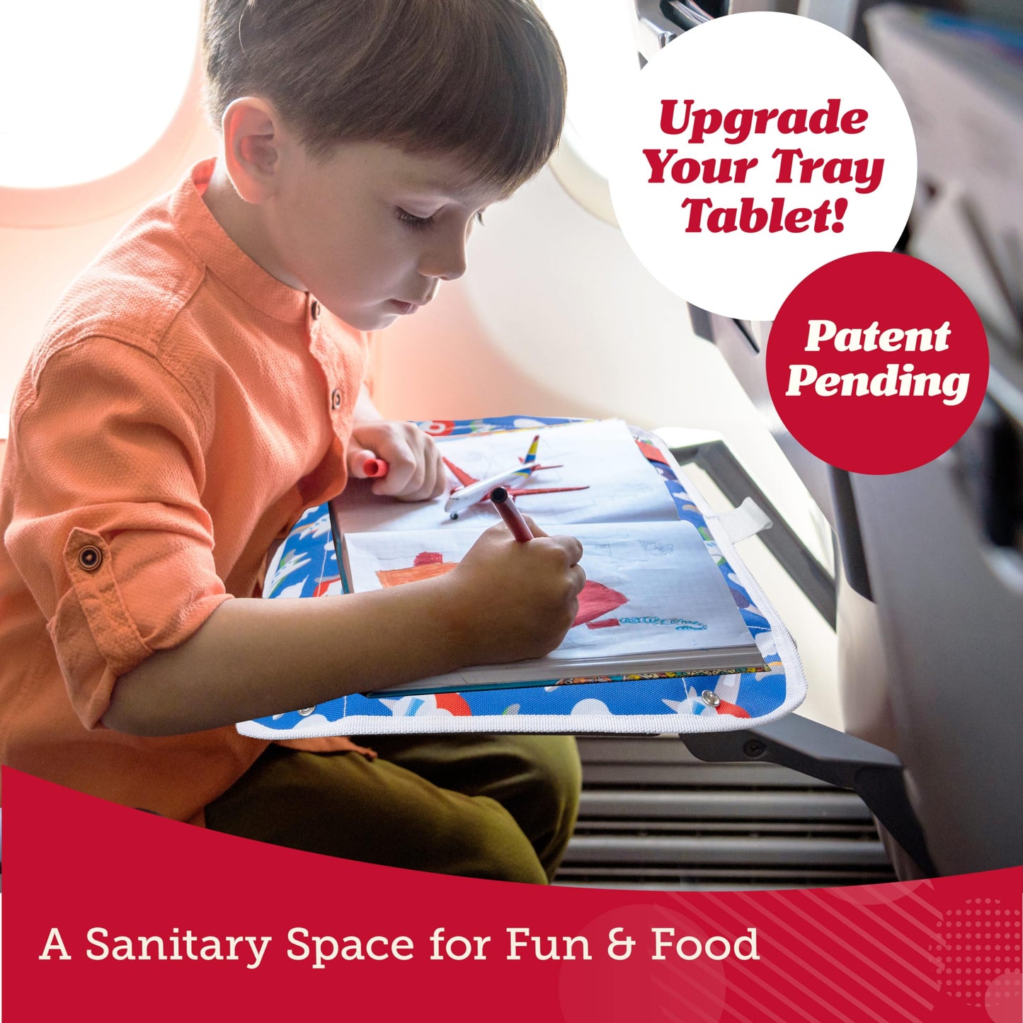 Airplane/Train Tray Table Cover with Pockets - Airplanes