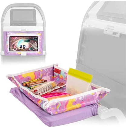 Airplane/Train Tray Table Cover with Pockets - Unicorns