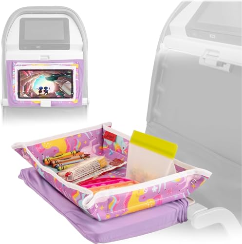 Airplane/Train Tray Table Cover with Pockets - Unicorns