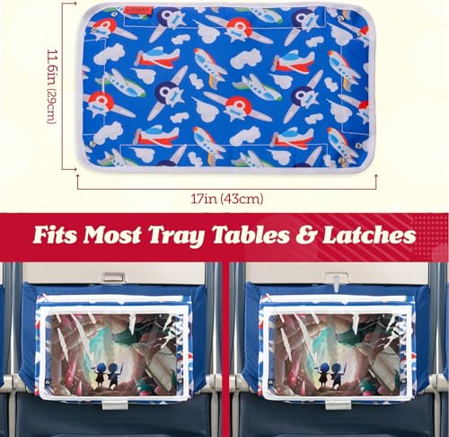 Airplane/Train Tray Table Cover with Pockets - Unicorns