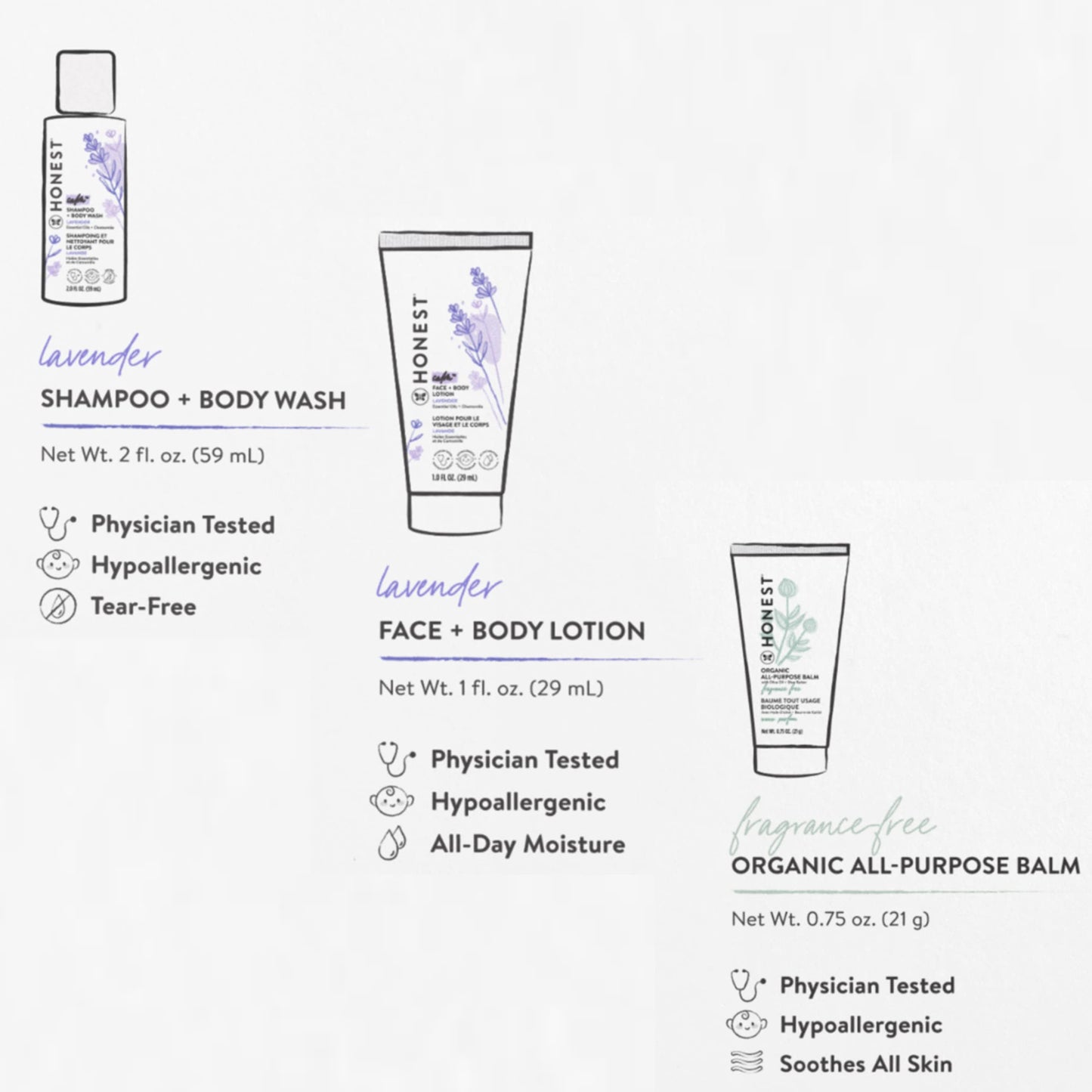 The Honest Company Travel Toiletries for Babies - Lavender