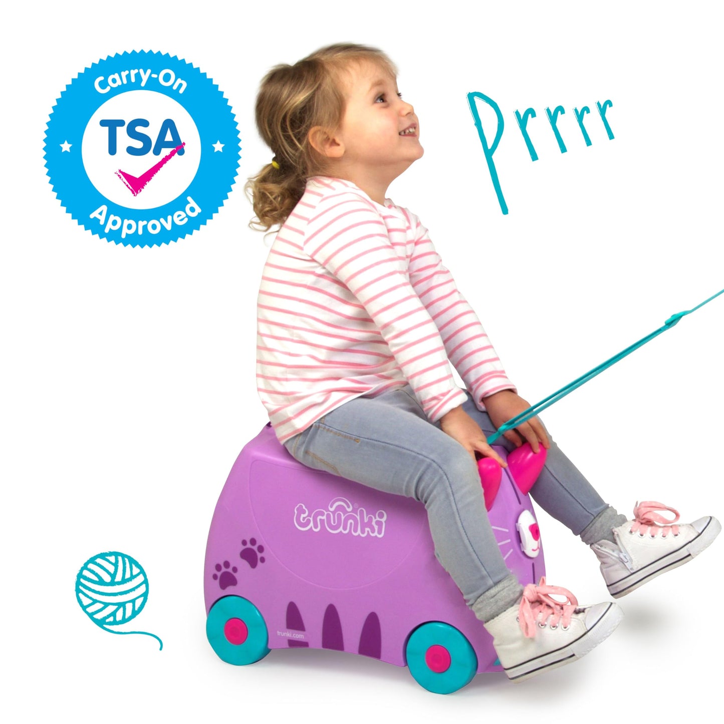 Trunki Ride-On Kids Suitcase - Cassie Cat Lilac