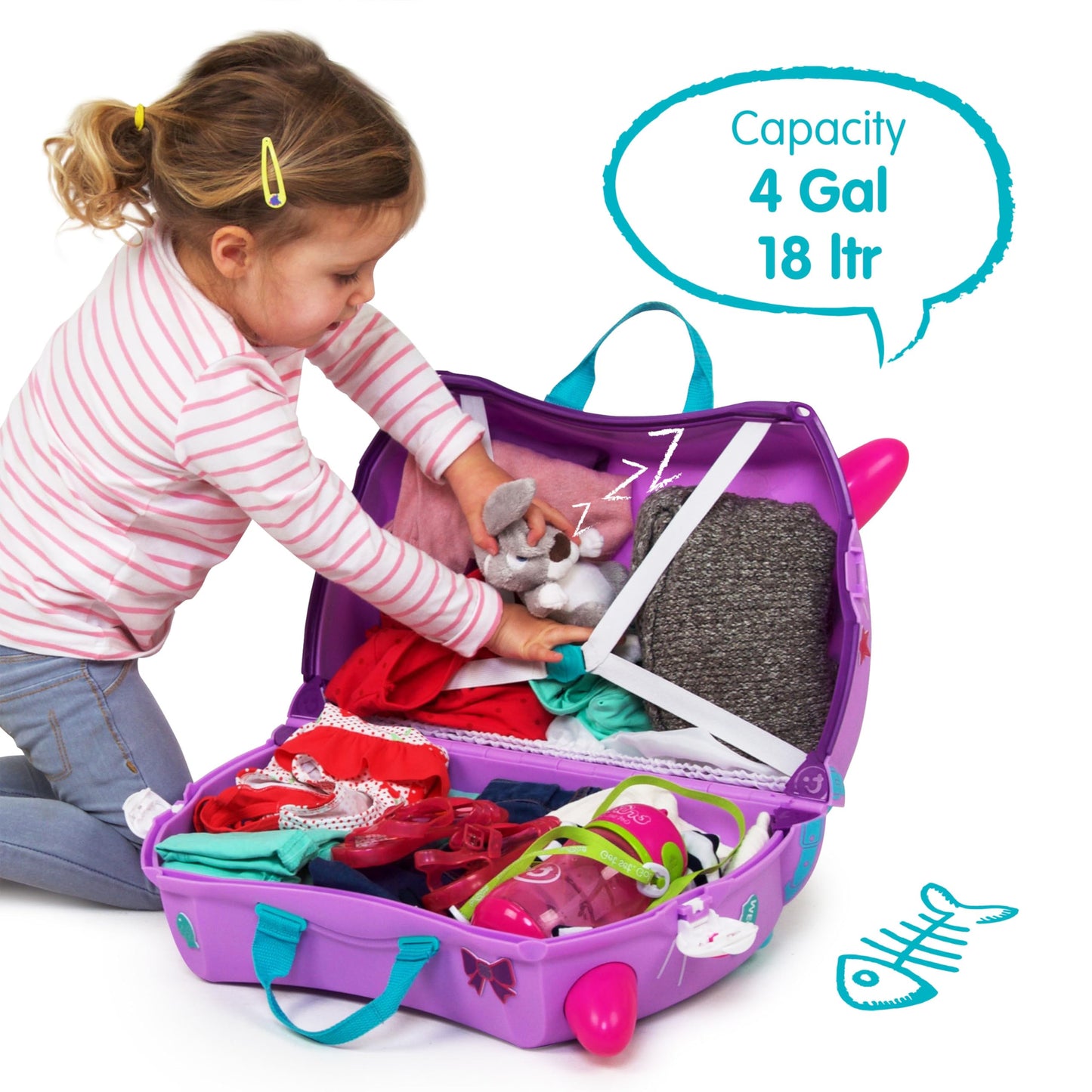 Trunki Ride-On Kids Suitcase - Cassie Cat Lilac
